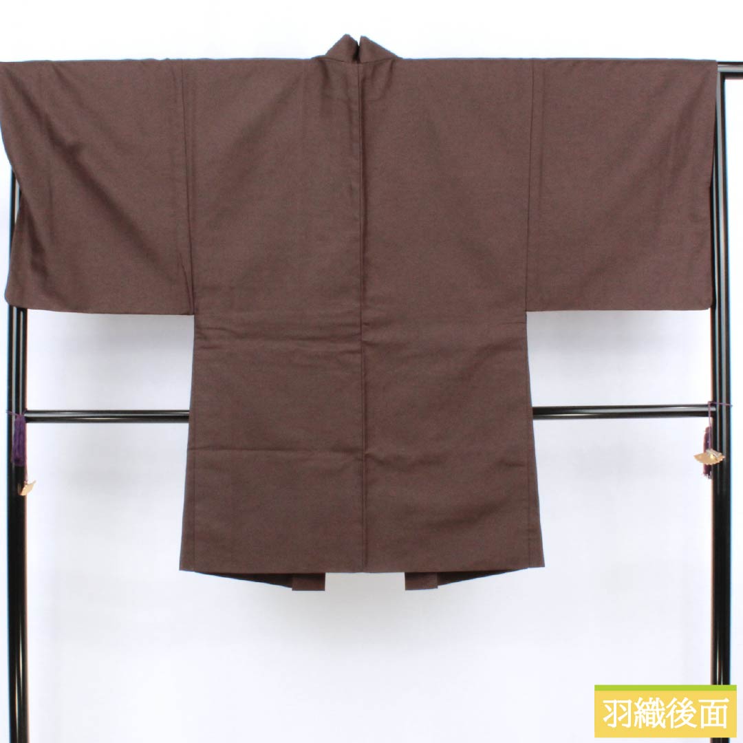 男物 正絹 Sランク 身丈143cm 裄丈66cm  焦色（こがれいろ） 紬地 アンサンブル 袷 茶系 1119001022414