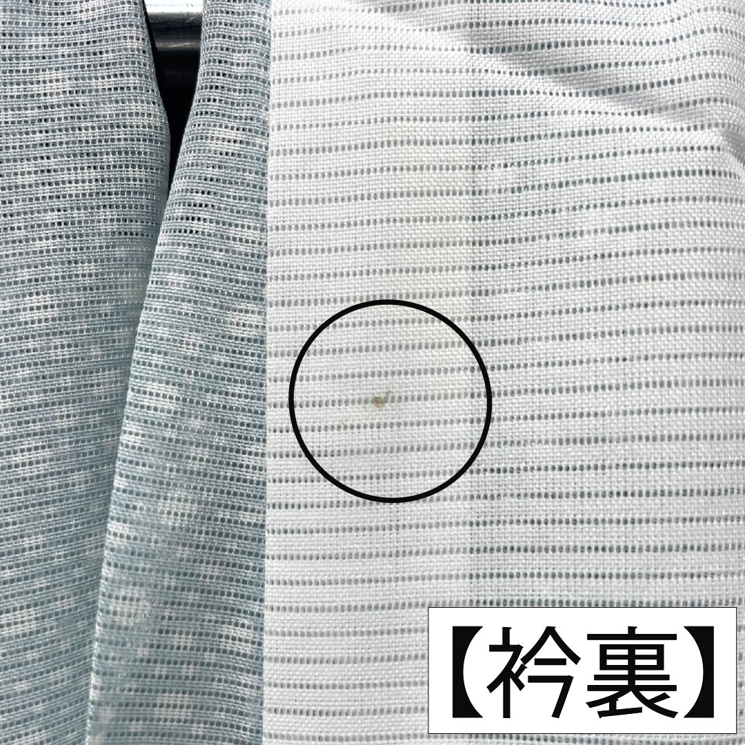 夏物 ポリエステル 小紋 Sランク 身丈164cm 裄丈65cm 薄水色（うすみずいろ） 洗える着物 水玉模様 絽 水色系 1132005932424