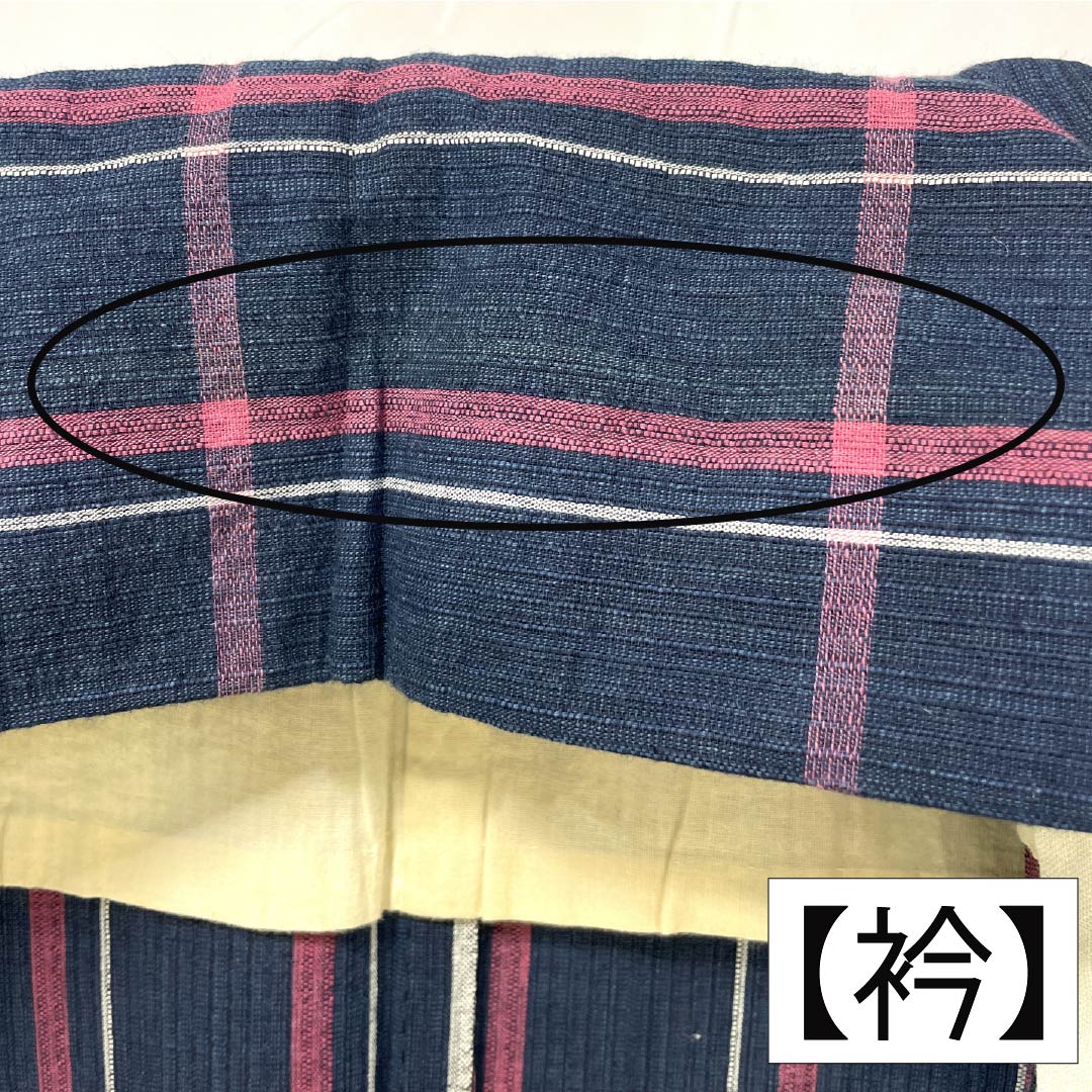 浴衣 木綿 身丈154cm 裄丈65cm Bランク 単衣 紺系 印度藍色（いんどあいいろ） しじら織 格子 1118005624218