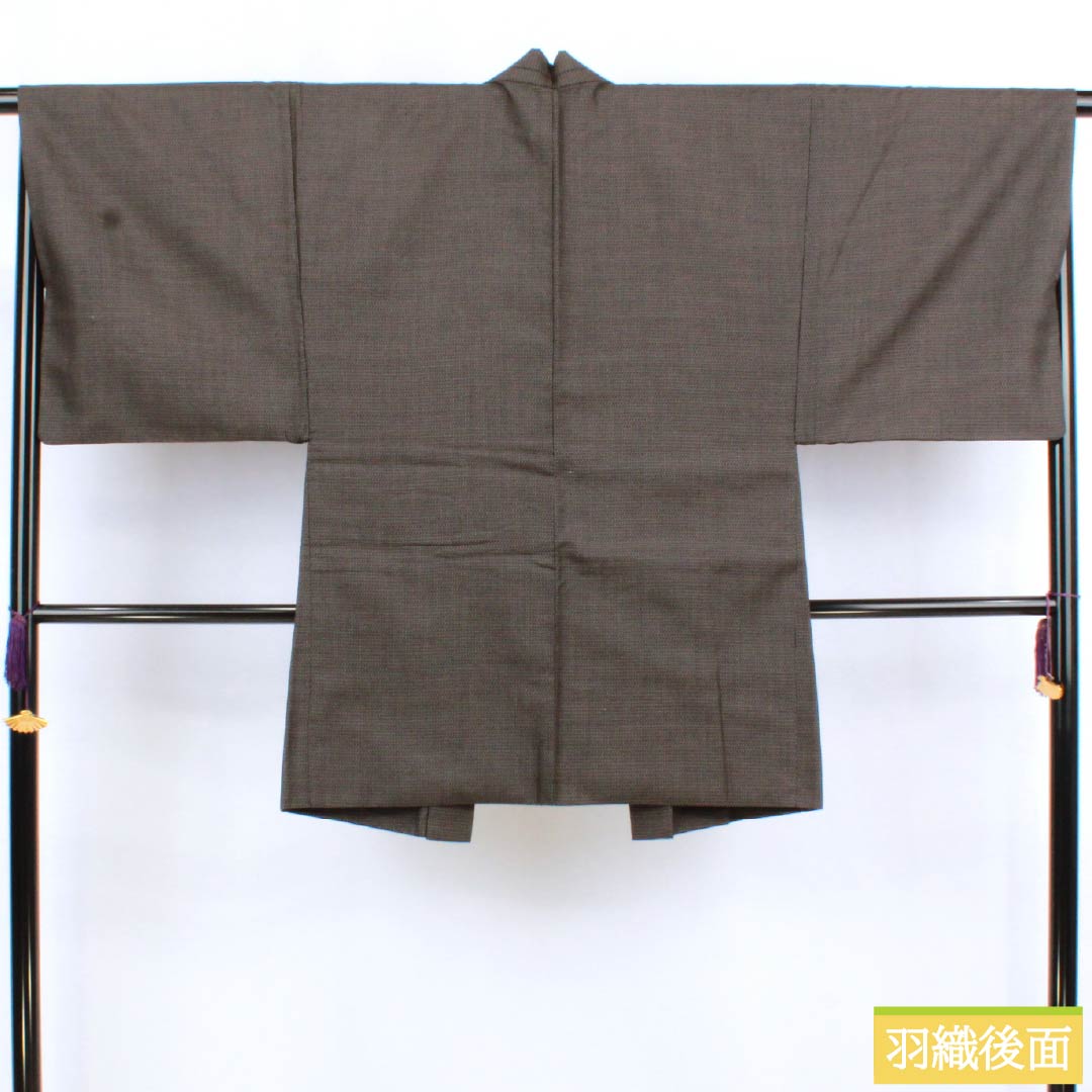 男物 正絹 Sランク 身丈143cm 裄丈67cm  亀甲模様 アンサンブル 袷 黒系 1119000942410