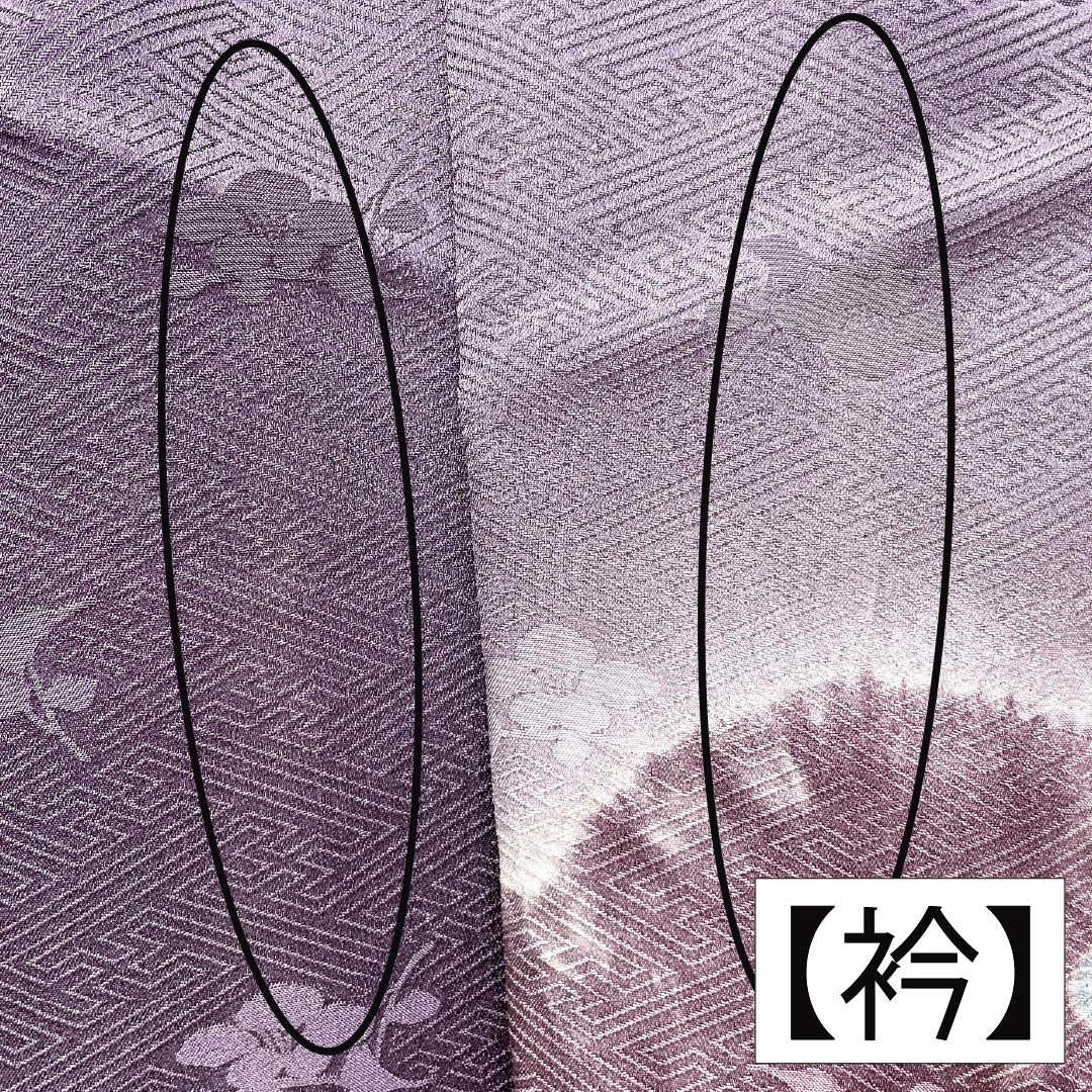 Visiting Kimono, Pure Silk, Grade A, Lined, Length 156.5cm, Sleeve Length 63cm, Ancient Purple (Kodai Murasaki Iro), Shibori Pattern, Snow Circle, Camellia, Sayagata Pattern, Purple, Item Number: 1112007063320