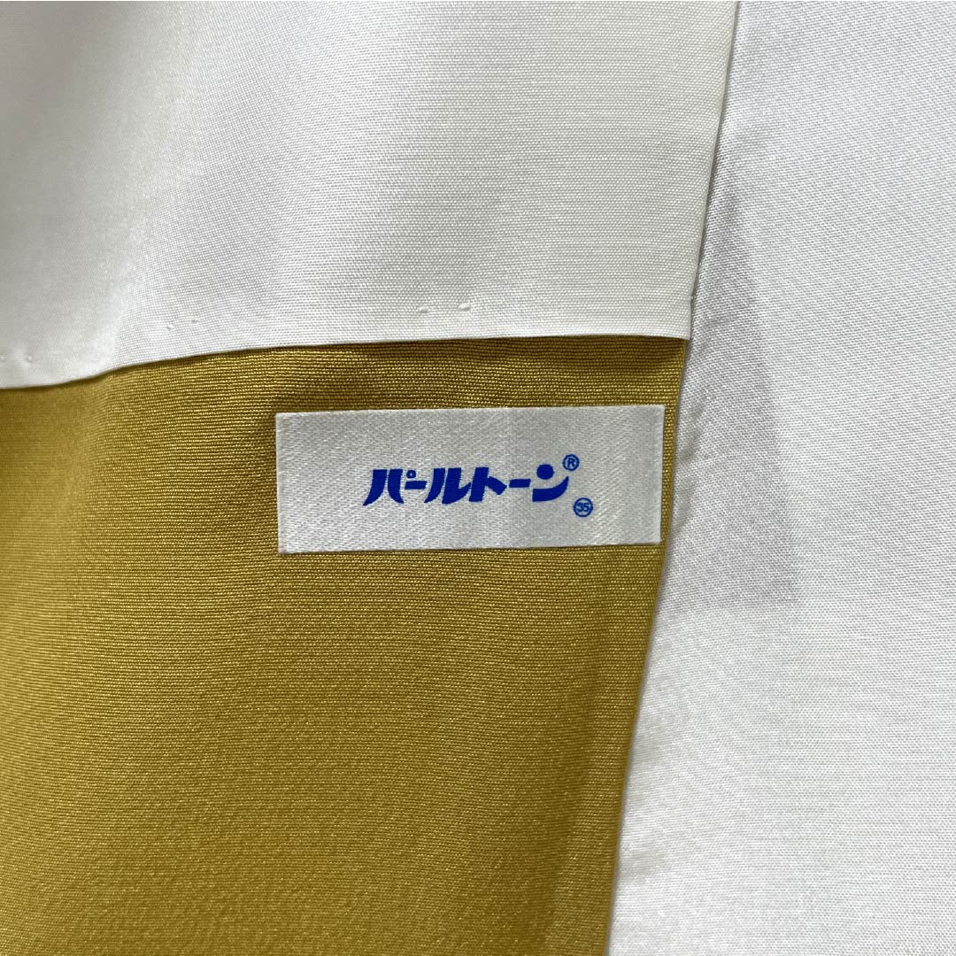 小紋 正絹 身丈163.5cm 裄丈66cm 袷 鴇浅葱色（ときあさぎいろ） 京友禅 笹の葉 パールトーン加工 Sランク 茶系 1115005742414