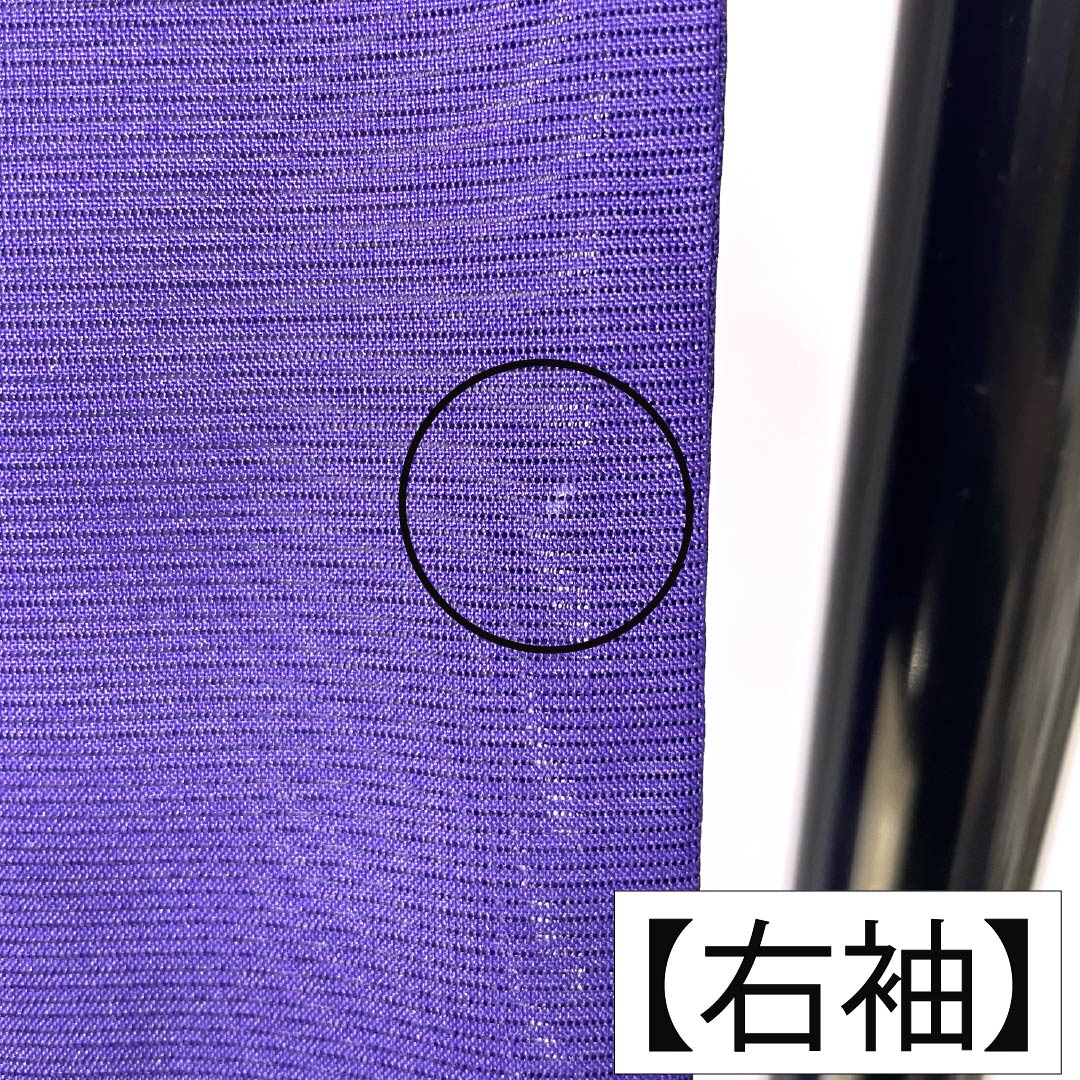 夏物 ポリエステル 色無地 Sランク 身丈155cm 裄丈62.5cm 江戸紫色（えどむらさきいろ） 洗える着物 素無地 絽 紫系 1132005742320