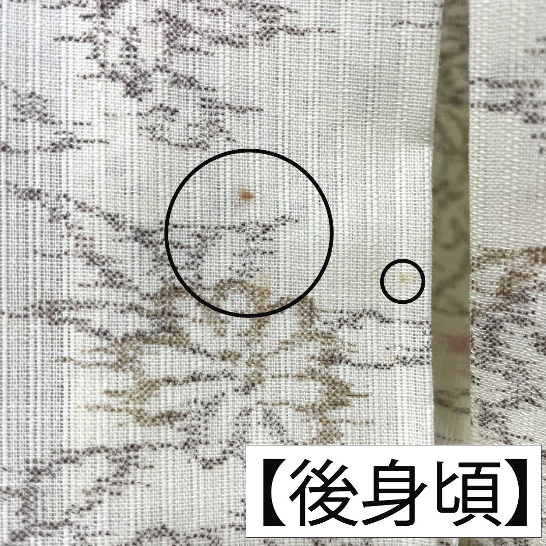 夏物 ポリエステル 紬 Aランク 身丈158.5cm 裄丈63cm 白百合色（しらゆりいろ） 洗える着物 草花模様 紗 黄系 1132007193323