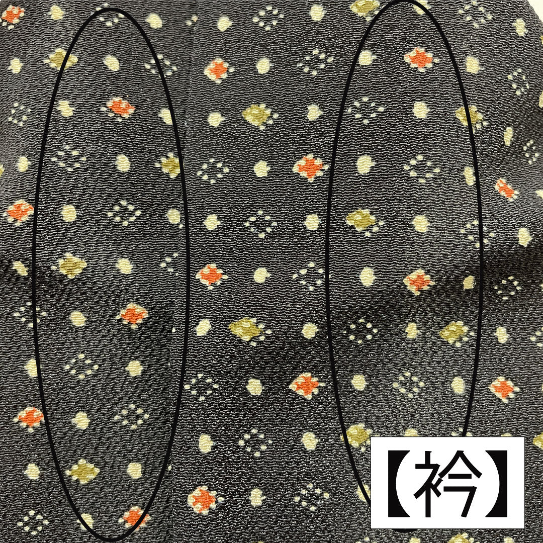 小紋 正絹 身丈156.5cm 裄丈64cm 袷 抽象模様 Aランク 黒系 1115004883310