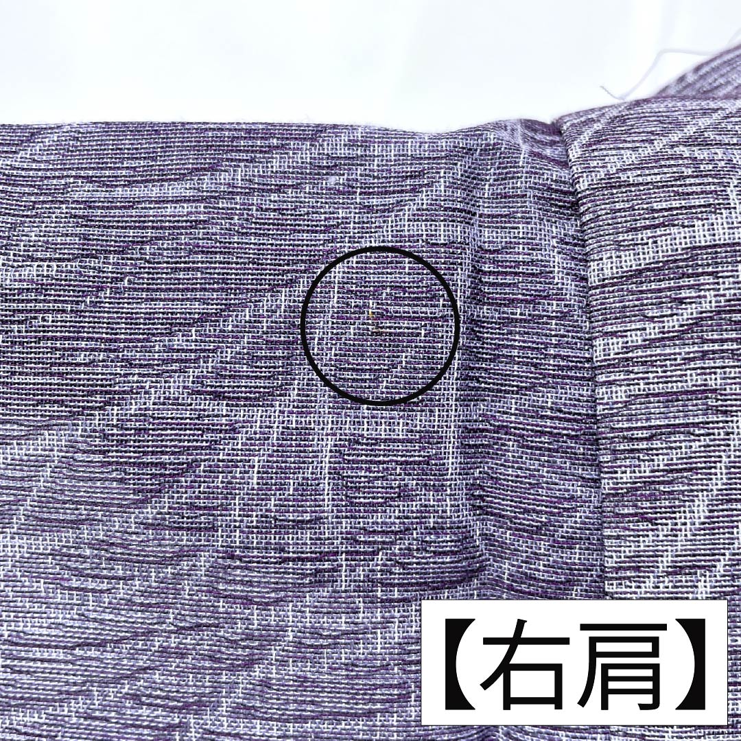 夏物 ポリエステル お召 Aランク 身丈158.5cm 裄丈63.5cm 二藍色（ふたあいいろ） ススキ 紗 紫系 1132004813320
