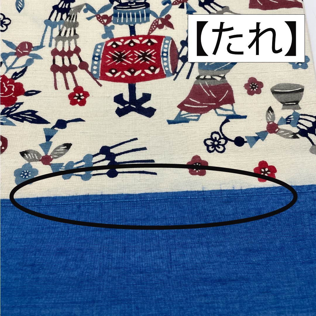 名古屋帯 正絹 Bランク 生成り色（きなりいろ） 型染 紅型調 演舞 帯丈366cm 六通 カジュアル クリーム系 1124010534315 開き仕立て