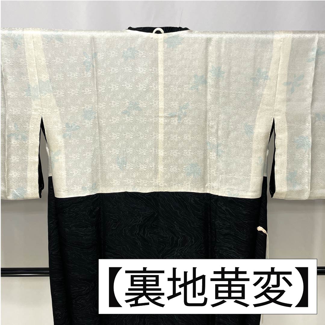道行コート 正絹 Sランク 身丈90cm 裄丈66cm 流水 袷 黒系 1117001422910