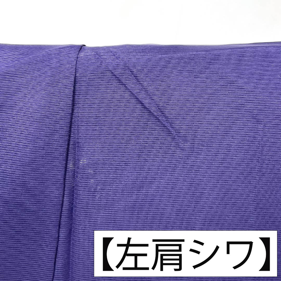夏物 ポリエステル 色無地 Sランク 身丈160.5cm 裄丈63.5cm 緋紺色（ひこんいろ） 洗える着物 素無地  絽 紫系 1132005662420