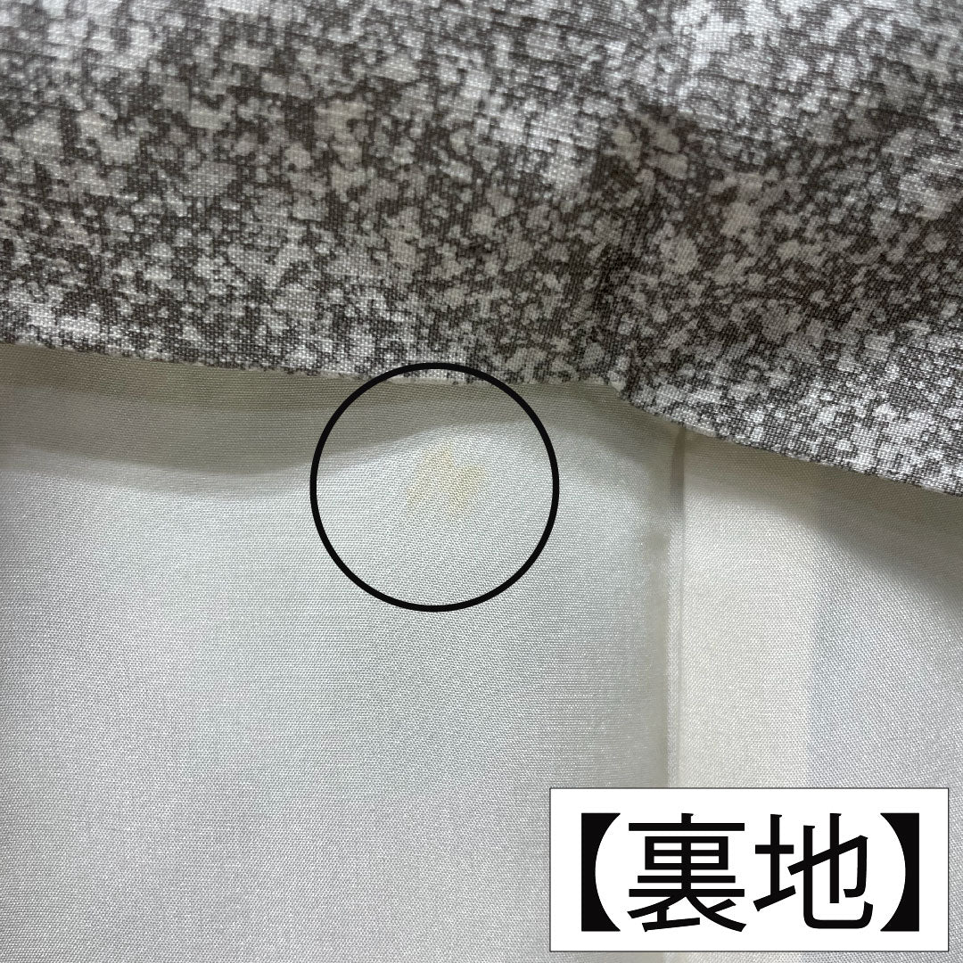訪問着 正絹 袷 身丈158.5cm 裄丈62cm 絹鼠色 川村久太郎 タタキ染 紬地 抽象模様 Sランク グレー系 1112003842322