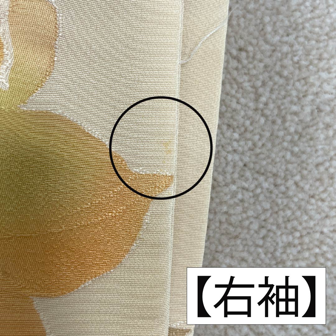 小紋 正絹 身丈160.5cm 裄丈64.5cm 袷 麴色（こうじいろ） 地紋起こし 洋花 Aランク クリーム系 1115006153415