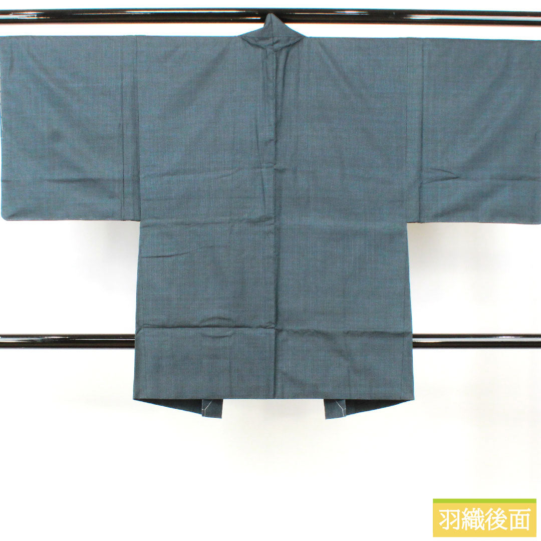 男物 正絹 身丈143cm 裄丈68cm 大島紬 120亀甲 亀甲模様 アンサンブル Sランク 袷 紺系 1119000872418