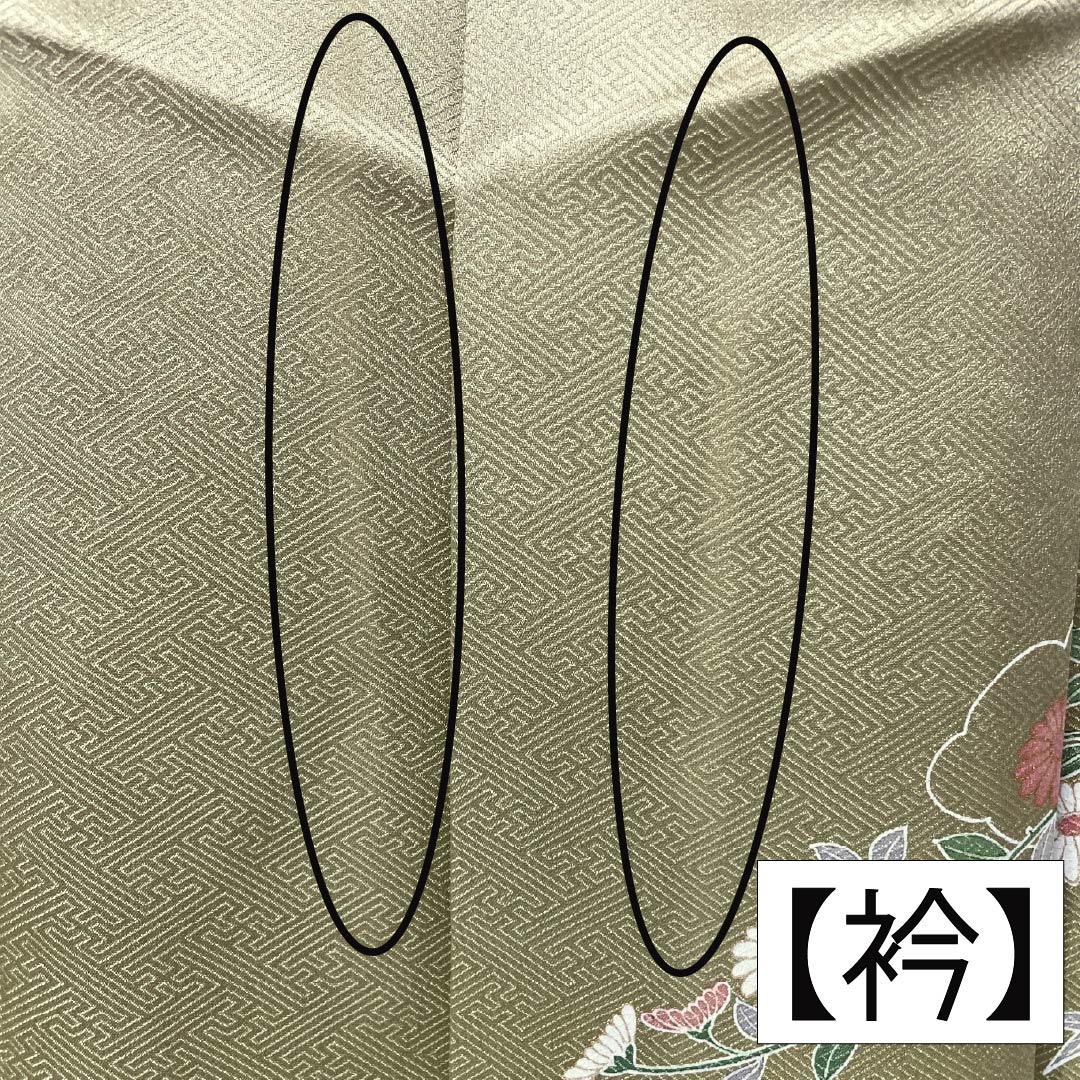 訪問着 正絹 Aランク 袷 身丈171.5cm 裄丈69cm 玉子鼠色（たまごねずいろ） 京友禅 網干 風景模様 黄系 1112006093623