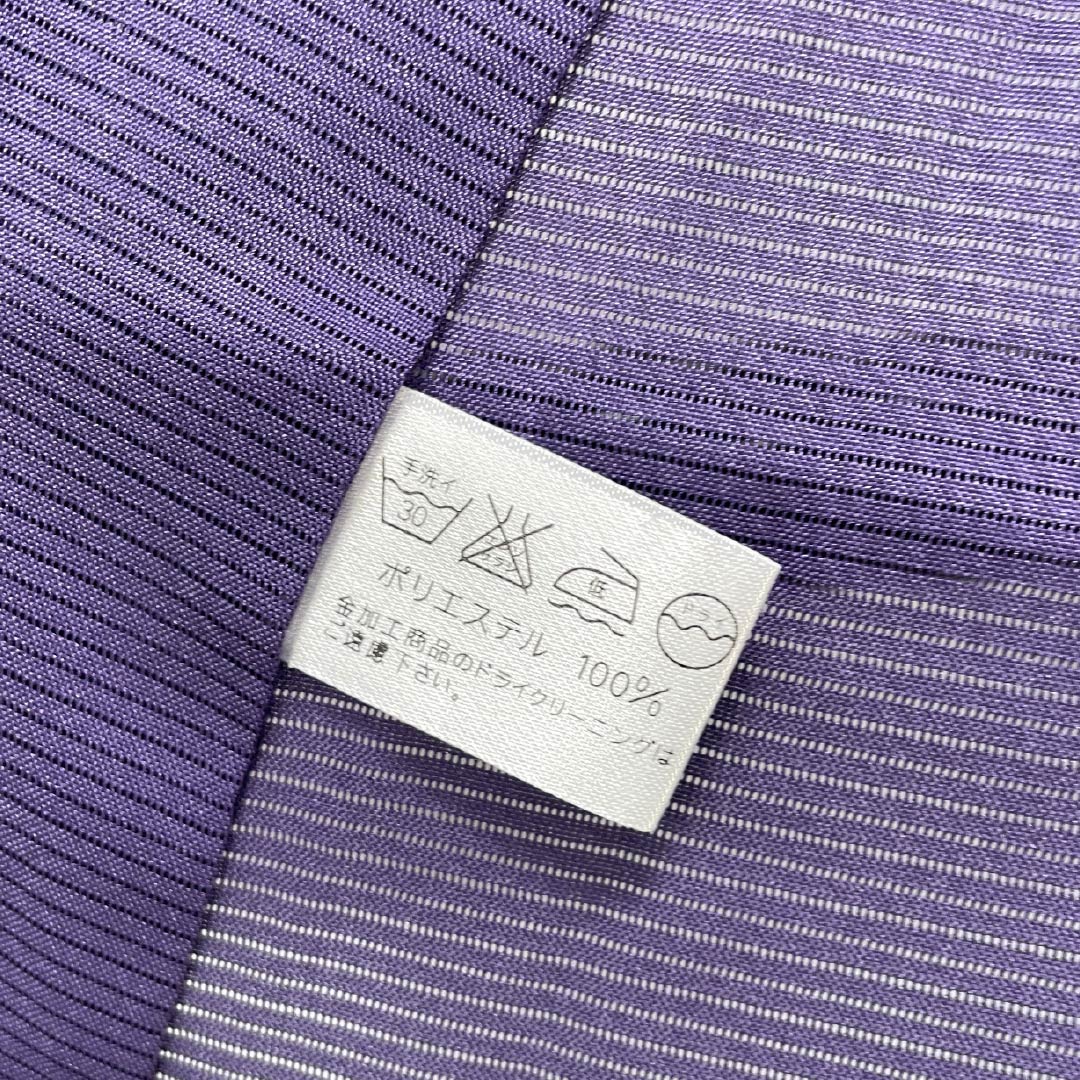 夏物 ポリエステル 色無地 Sランク 身丈161cm 裄丈65.5cm 中紫色（なかのむらさきいろ） 洗える着物 絽 紫系 1132002942420