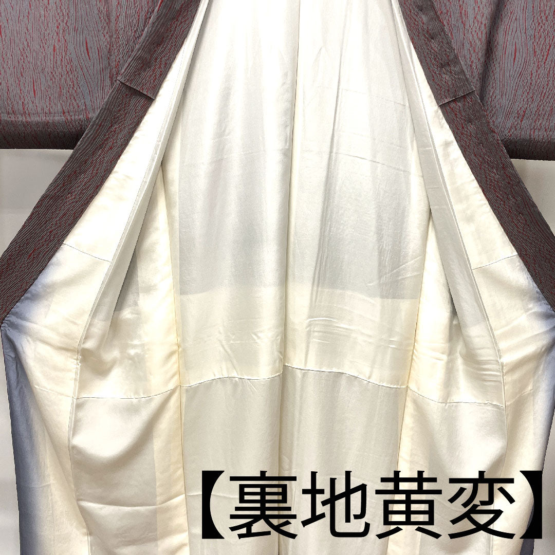 小紋 身丈147.5cm 裄丈61cm 袷  灰色 絞り 抽象模様  正絹 Sランク グレー系 1115003262122