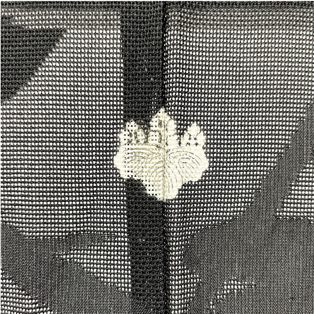 羽織 正絹 身丈79cm 裄丈62.5cm 紋紗 抽象模様 五三桐 一つ紋 Sランク 夏物 黒系 1117000922910