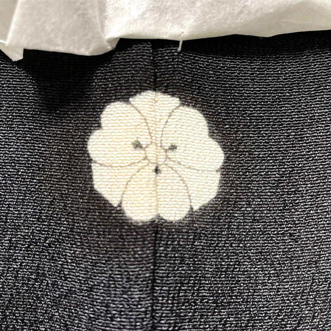 Black formal kimono, pure silk, length 162.5cm, sleeve length 62cm, lined, Kyoto yuzen, landscape pattern, five crests, sword and katabami, with basting thread, unused, S rank, black, 1111001572410