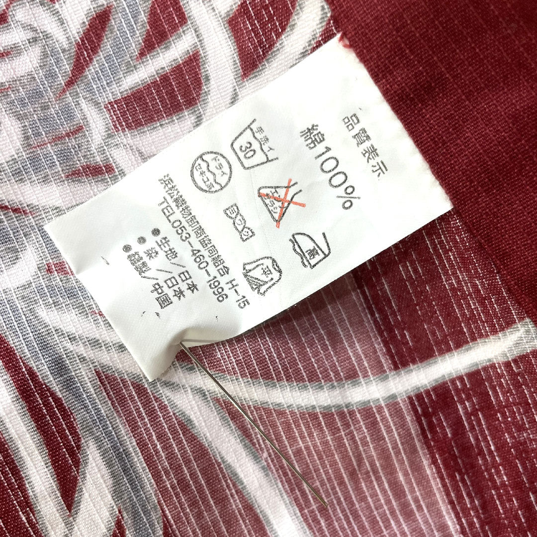 Yukata Cotton Length 163.5cm Sleeve length 69.5cm S rank Single layer Red Crimson Chrysanthemum 1118005132412