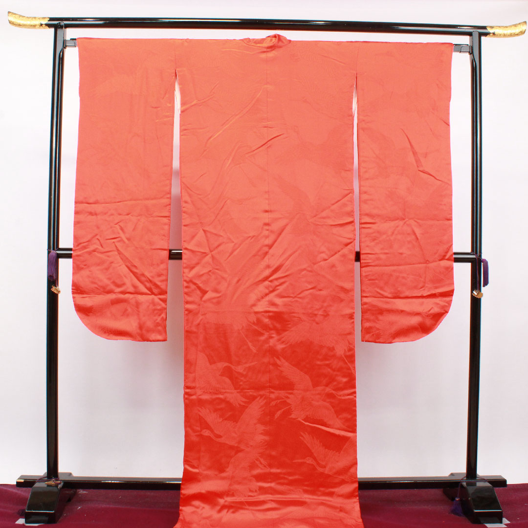 色打掛 正絹 身丈198cm 裄丈66.5cm  龍村謹製 桐箱入り 長襦袢セット 唐織 松 Aランク 袷 緑系 1110000613919
