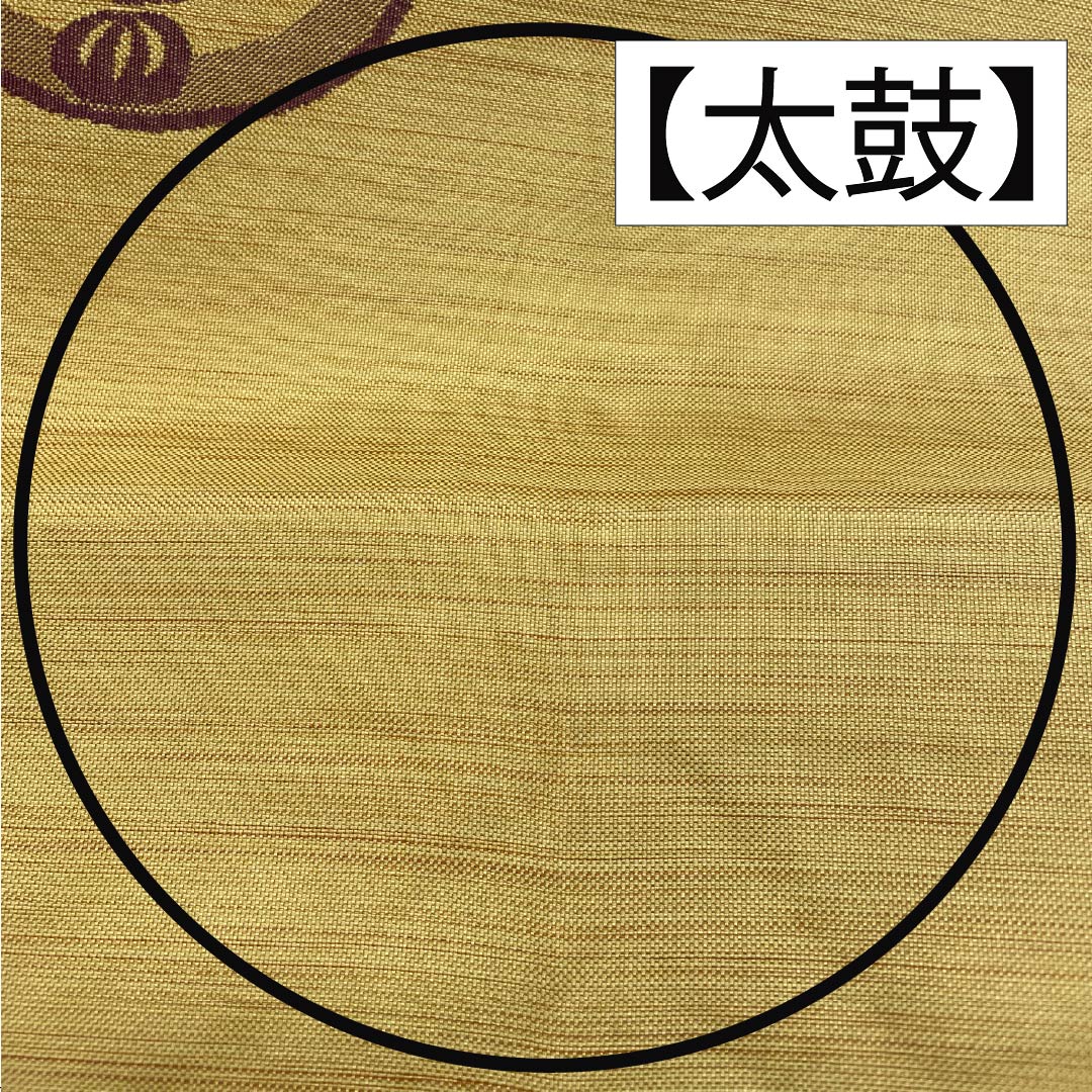 名古屋帯 黄土色（おうどいろ） 丸紋 松 帯丈371cm 正絹 Sランク ポイント柄 カジュアル 黄系 1124008002323 名古屋仕立て