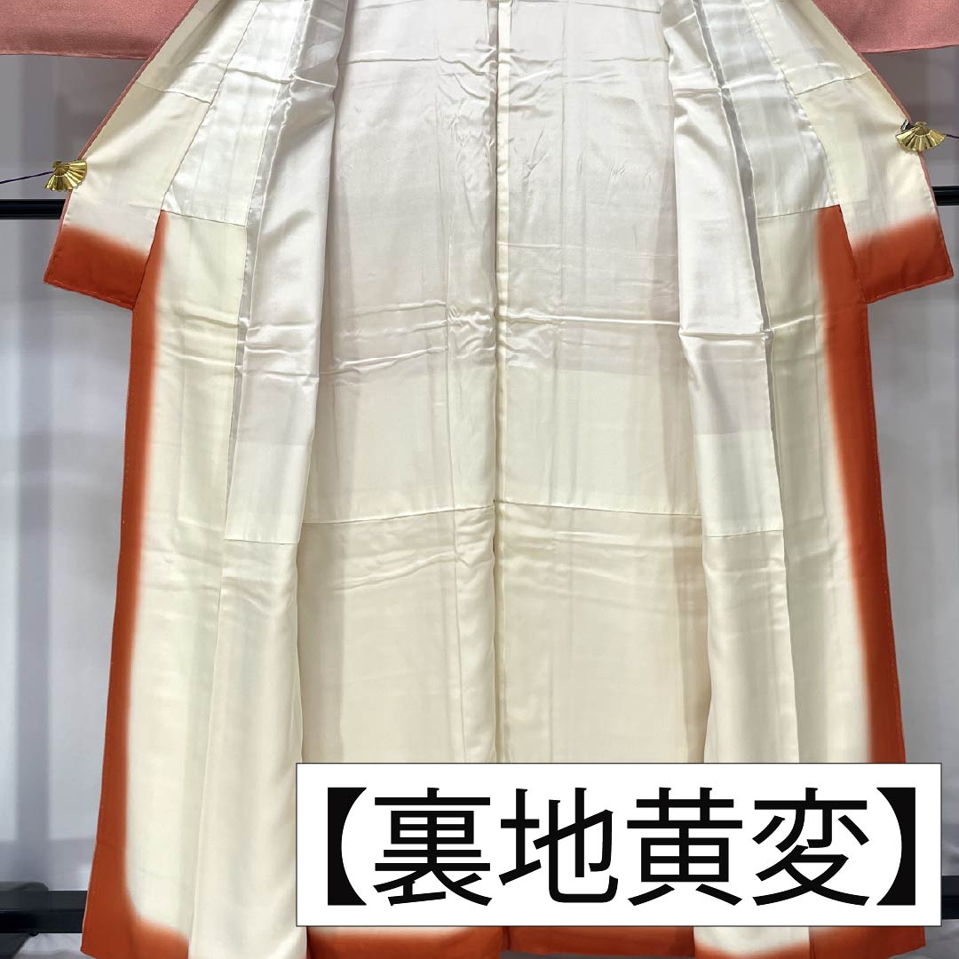 小紋 正絹 Aランク 身丈163cm 裄丈67.5cm 袷 中紅色（なかべにいろ） 江戸小紋 鮫柄 型染 赤系 1115007033412