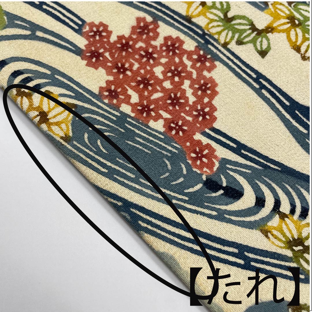 名古屋帯 生成り色 京紅型 観世流水 花模様 帯丈338cm 正絹 Bランク 六通 カジュアル 白系 1124003734311  名古屋仕立て