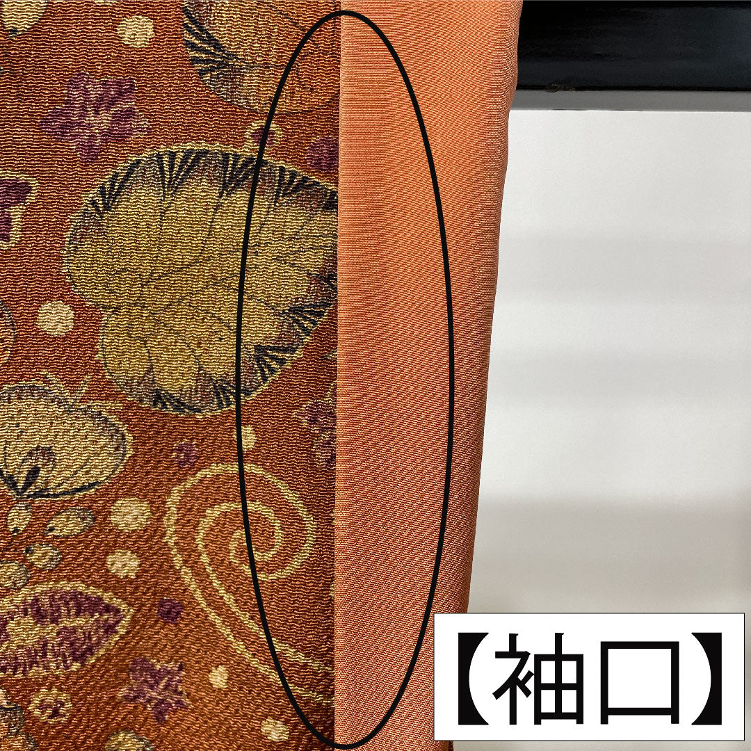 訪問着 正絹 袷 身丈153.5cm 裄丈67.5cm 赤錆色（あかさびいろ） 辻ヶ花 Aランク 茶系 1112004873214