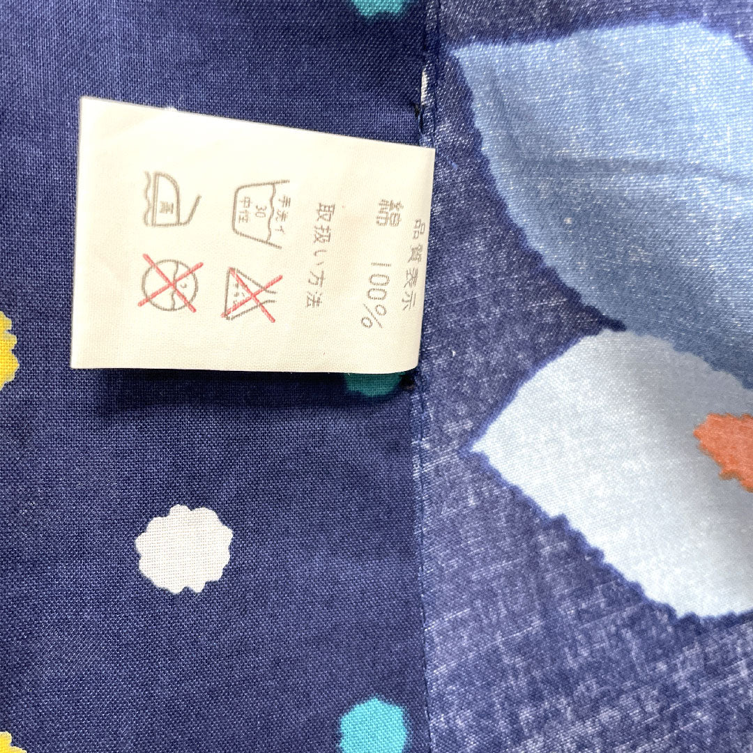 浴衣 MICHIKOLONDON しつけ糸付き 未使用品 濃紺色 山茶花 木綿 Sランク 単衣 身丈163.5cm 裄丈65cm 紺系 1118002602418