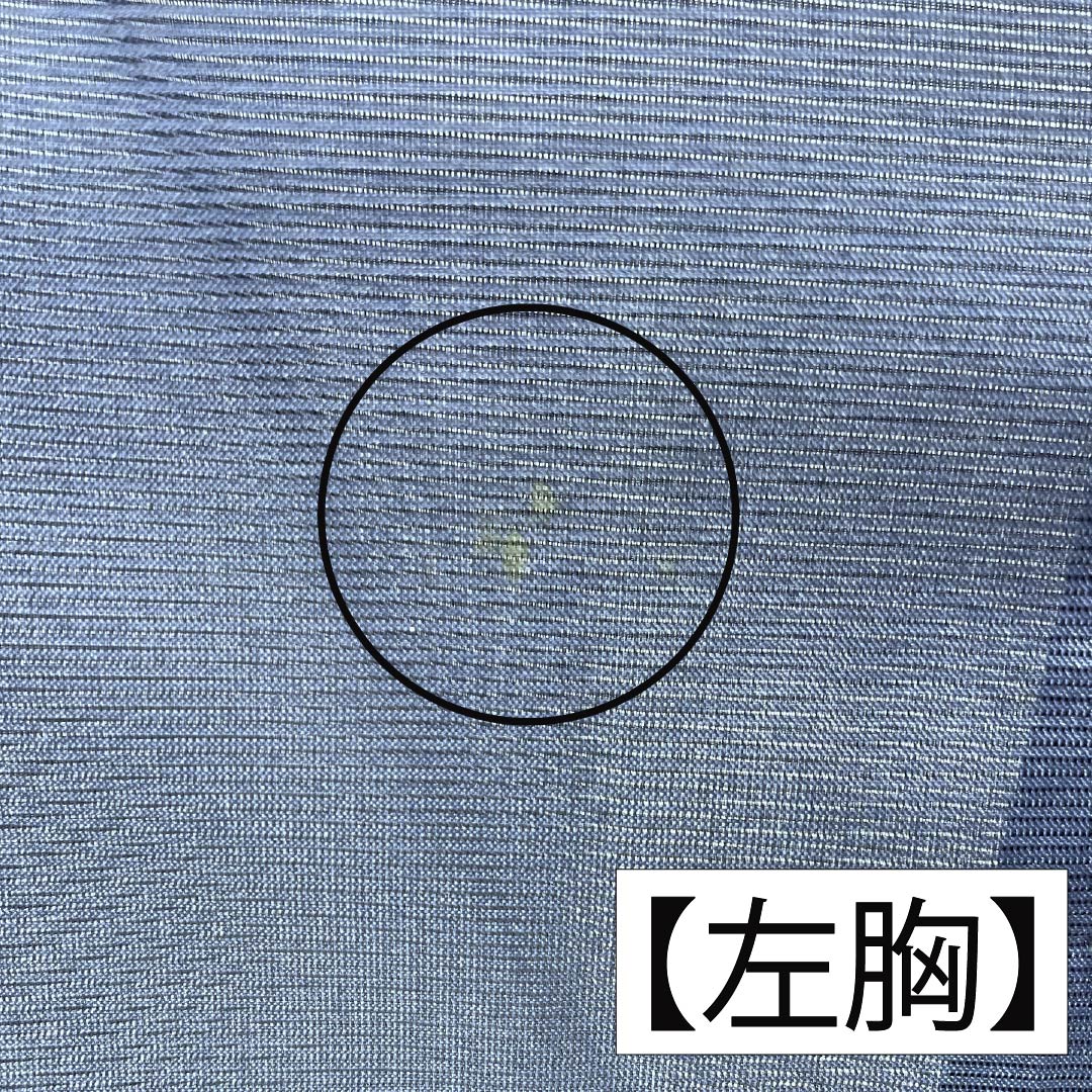 夏物 ポリエステル 色無地 Sランク 身丈162cm 裄丈64.5cm 濃紺色（のうこんいろ） 洗える着物 素無地 絽 紺系 1132003992418
