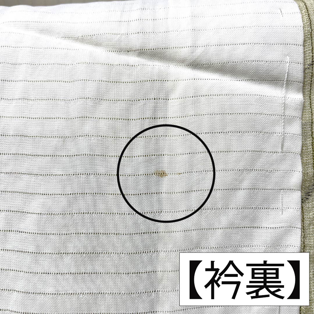 夏物 ポリエステル 紬 Aランク 身丈163.5cm 裄丈67cm 利休白茶色（りきゅうしらちゃいろ） 縮 洗える着物 抽象模様 紗 黄系 1132005593423