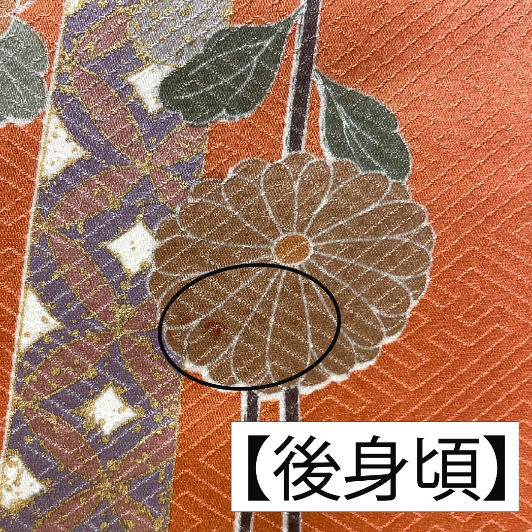 訪問着 正絹 Aランク 袷 身丈160.5cm 裄丈65.5cm 榴花紅色（リューホワホンいろ） 京友禅 雪輪 菊 橘 紗綾形 ピンク系 1112006233413