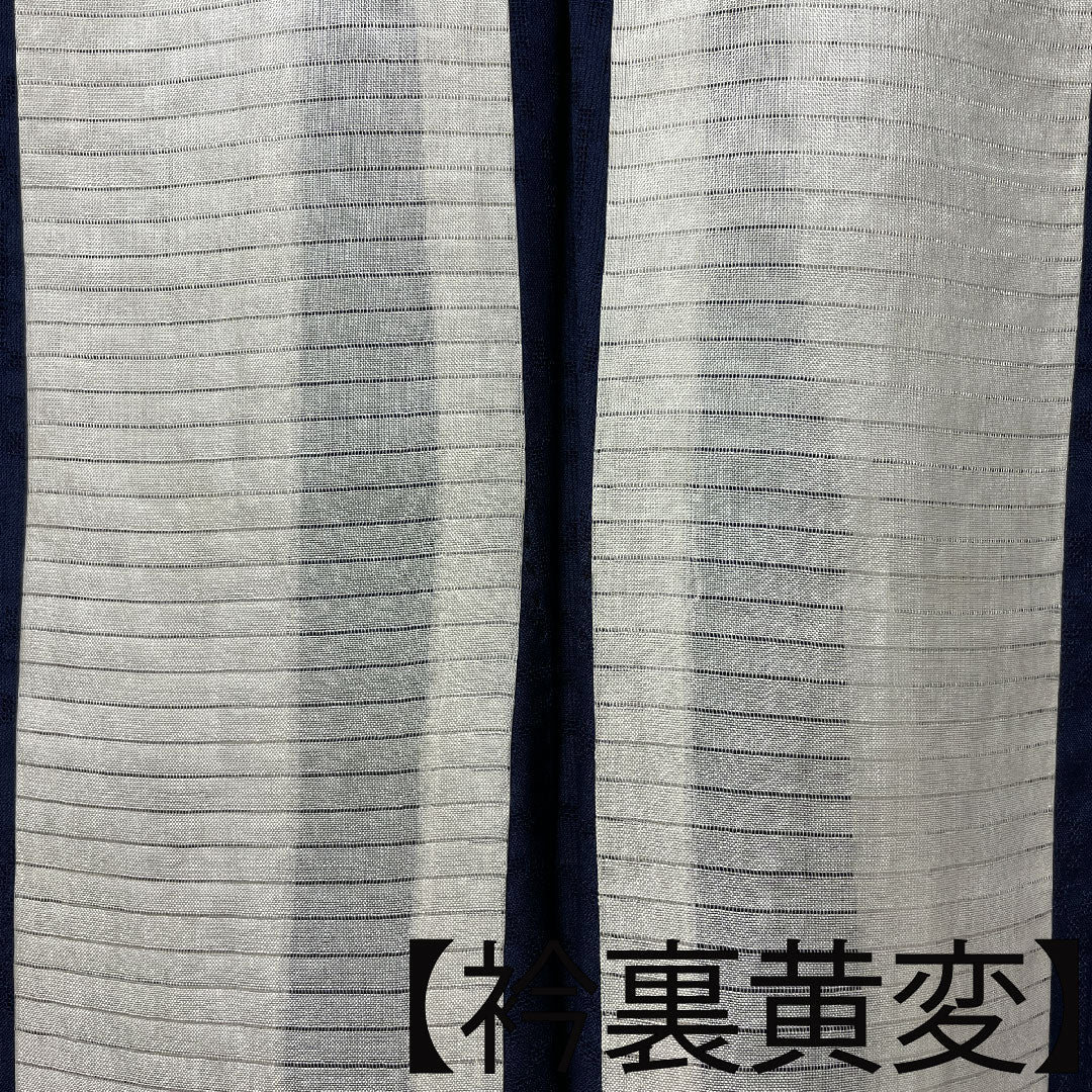 Summer item, pure silk, plain color, length 153cm, sleeve length 64cm, dark blue, hemp leaf pattern, gauze, S rank, navy blue, 1132000982218