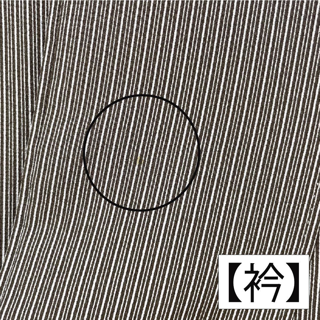 小紋 ポリエステル 身丈163.5cm 裄丈65.5cm 袷 黒鼠色（くろねずいろ） 縞 花柄 洗える着物 Aランク 黒系 1115006023410