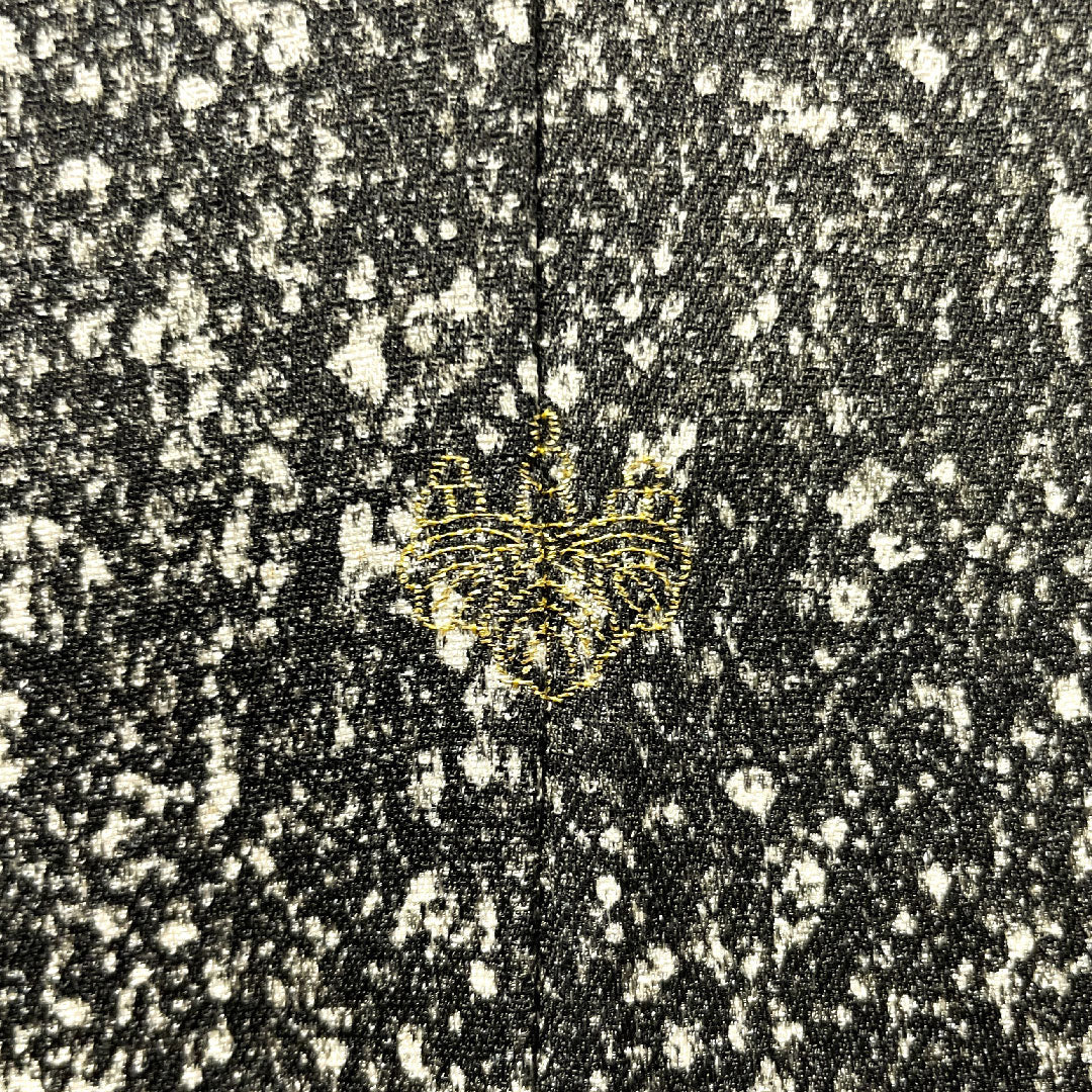 訪問着 袷 身丈165cm 裄丈65cm タタキ染 鶴 五三桐 正絹 Sランク 黒系 1112002592510