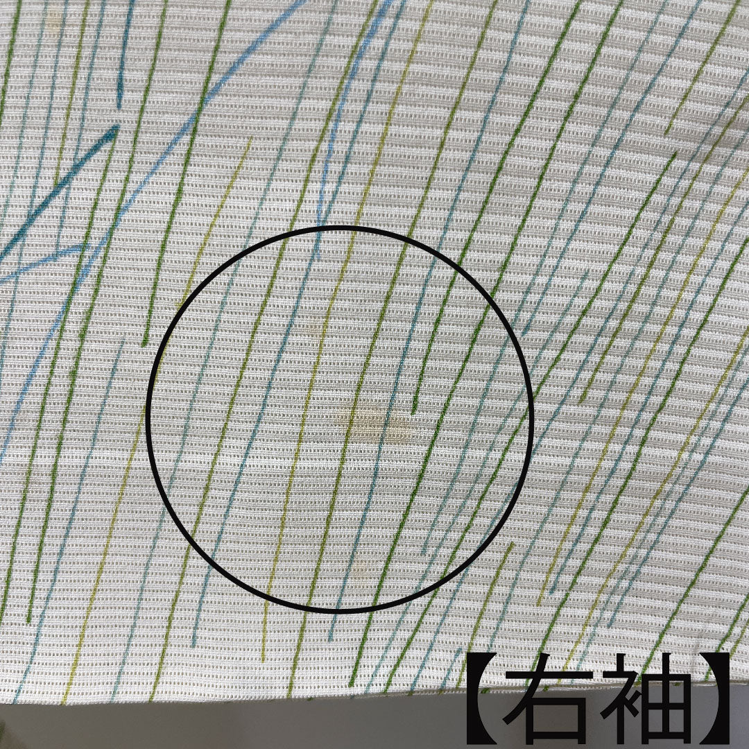 夏物 正絹 小紋 身丈158.5cm 裄丈62.5cm 乳白色（にゅうはくしょく） 抽象模様   絽 Aランク クリーム系 1132000753315