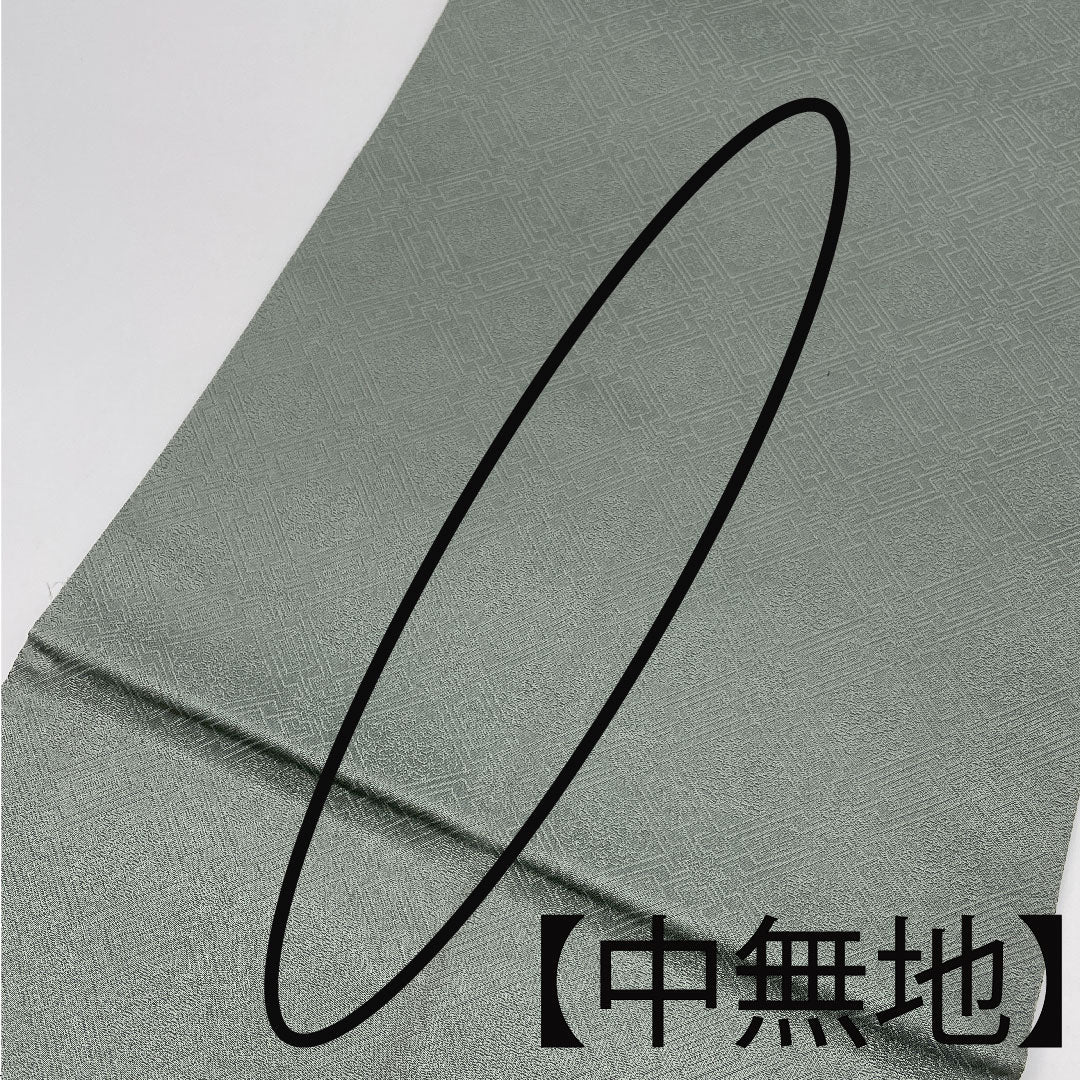 袋帯 引箔 抽象模様 帯丈442cm 正絹 Aランク 六通 セミフォーマル 緑系 1123004663319
