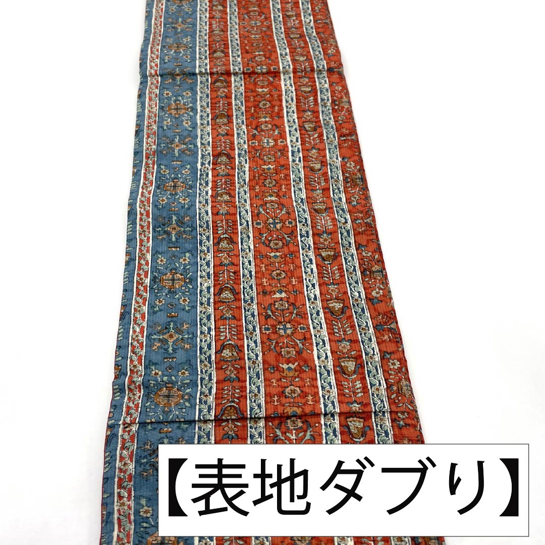 リサイクル着物】半幅帯 正絹 Aランク 牛血紅色（ぎゅうけつこういろ