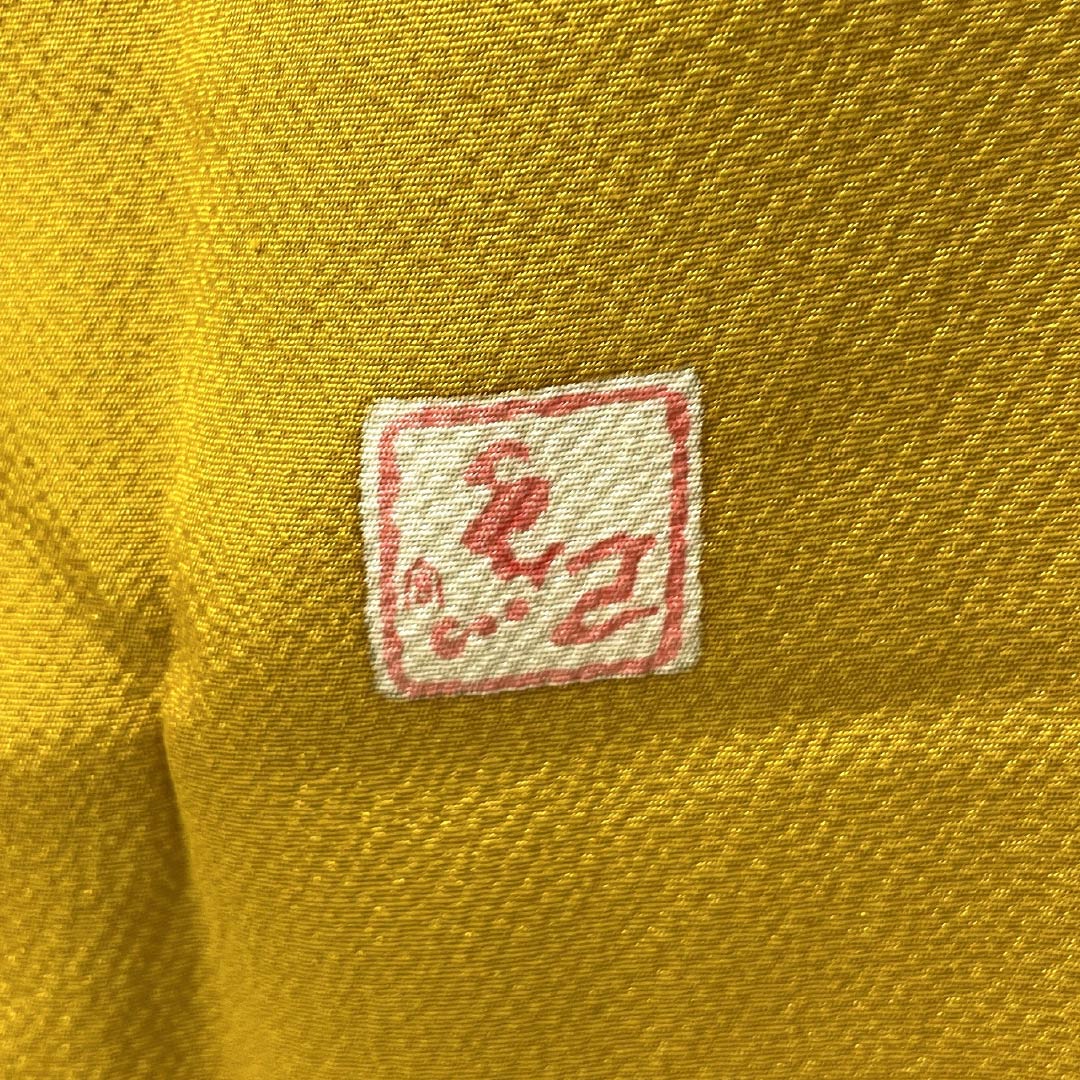 振袖 正絹 Aランク 身丈161.5cm 裄丈66cm 袷 山吹色（やまぶきいろ） 京紅型 宮崎染工 作家物 吉祥文様 牡丹 黄系 1113002513423