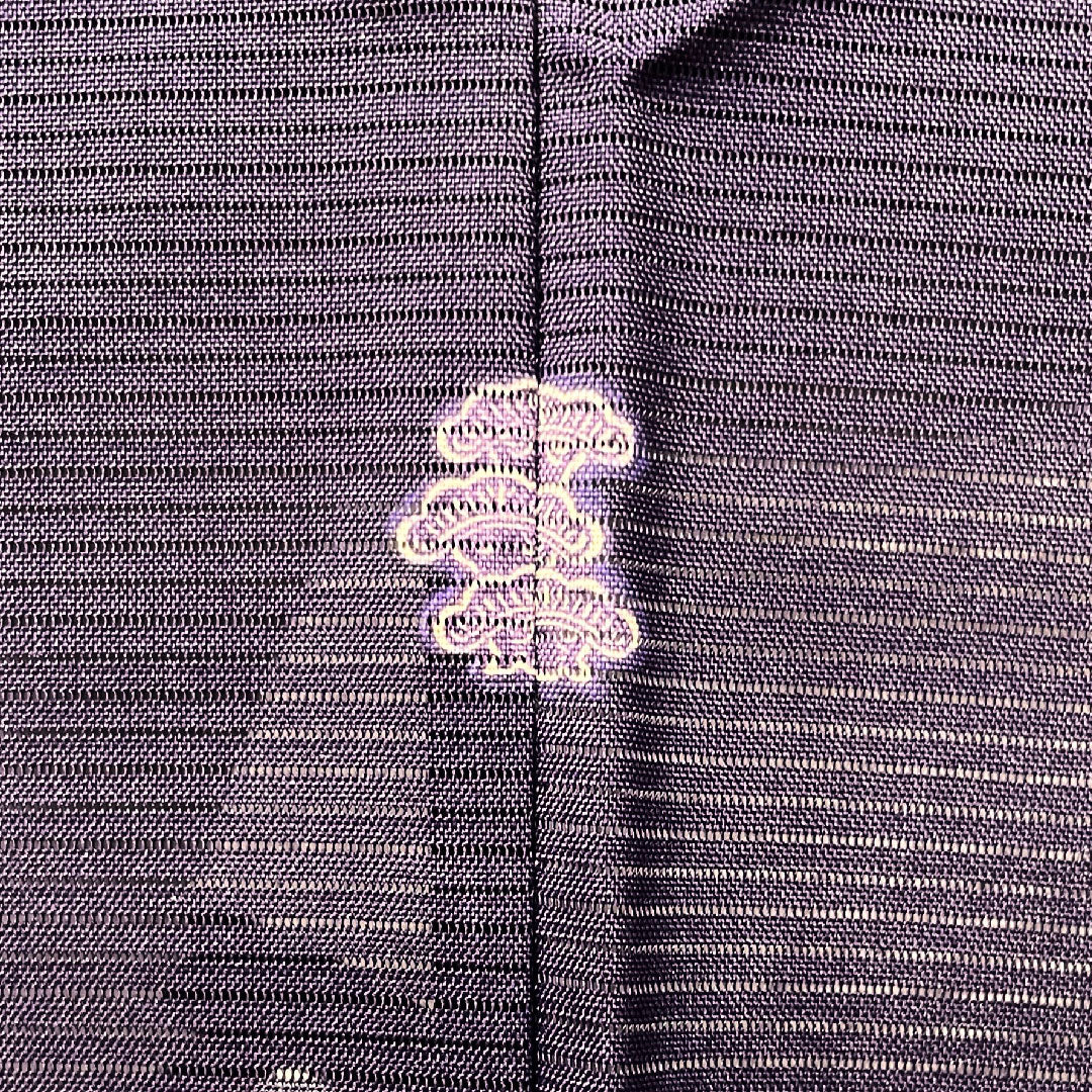 夏物 ポリエステル 色無地 身丈165cm 裄丈63cm 茄子紺色（なすこんいろ） 素無地 洗える着物 左三階松 絽 Sランク 紫系 1132001682520