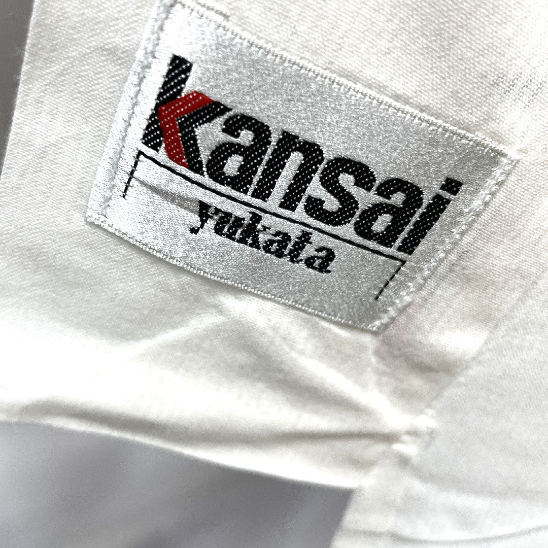 浴衣 蝶 薔薇 山本寛斎 Kansai 木綿 Sランク 単衣 身丈162.5cm 裄丈68.5cm 白系 1118001842411
