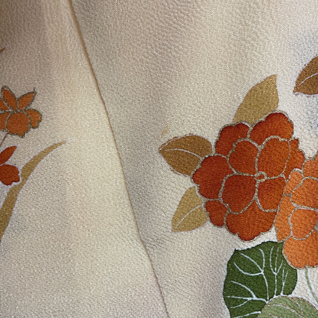 訪問着 袷 身丈162cm 裄丈64cm 花柄 正絹 Aランク クリーム系 1112000353415