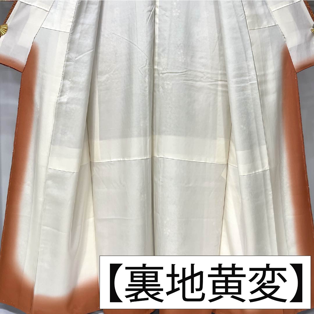 小紋 正絹 身丈163cm 裄丈64cm 袷 赤蘇芳色（あかすおういろ） 籠目 花 しつけ糸付き Sランク 朱系 1115005692416