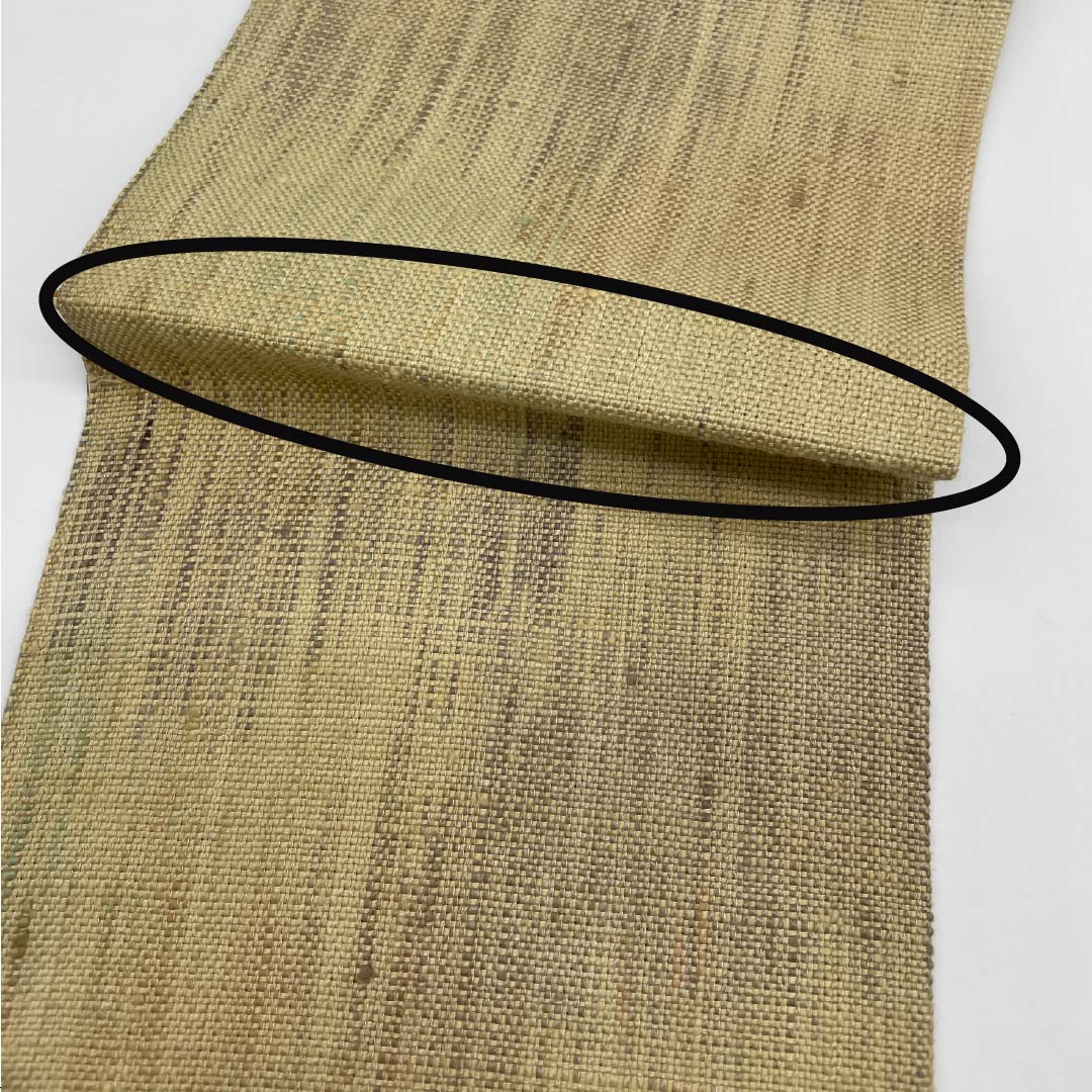 名古屋帯 鳥の子色（とりのこいろ） 紬地 抽象花模様 幾何学模様 帯丈368cm 正絹 Sランク 六通 カジュアル ベージュ系 1124008232325 名古屋仕立て