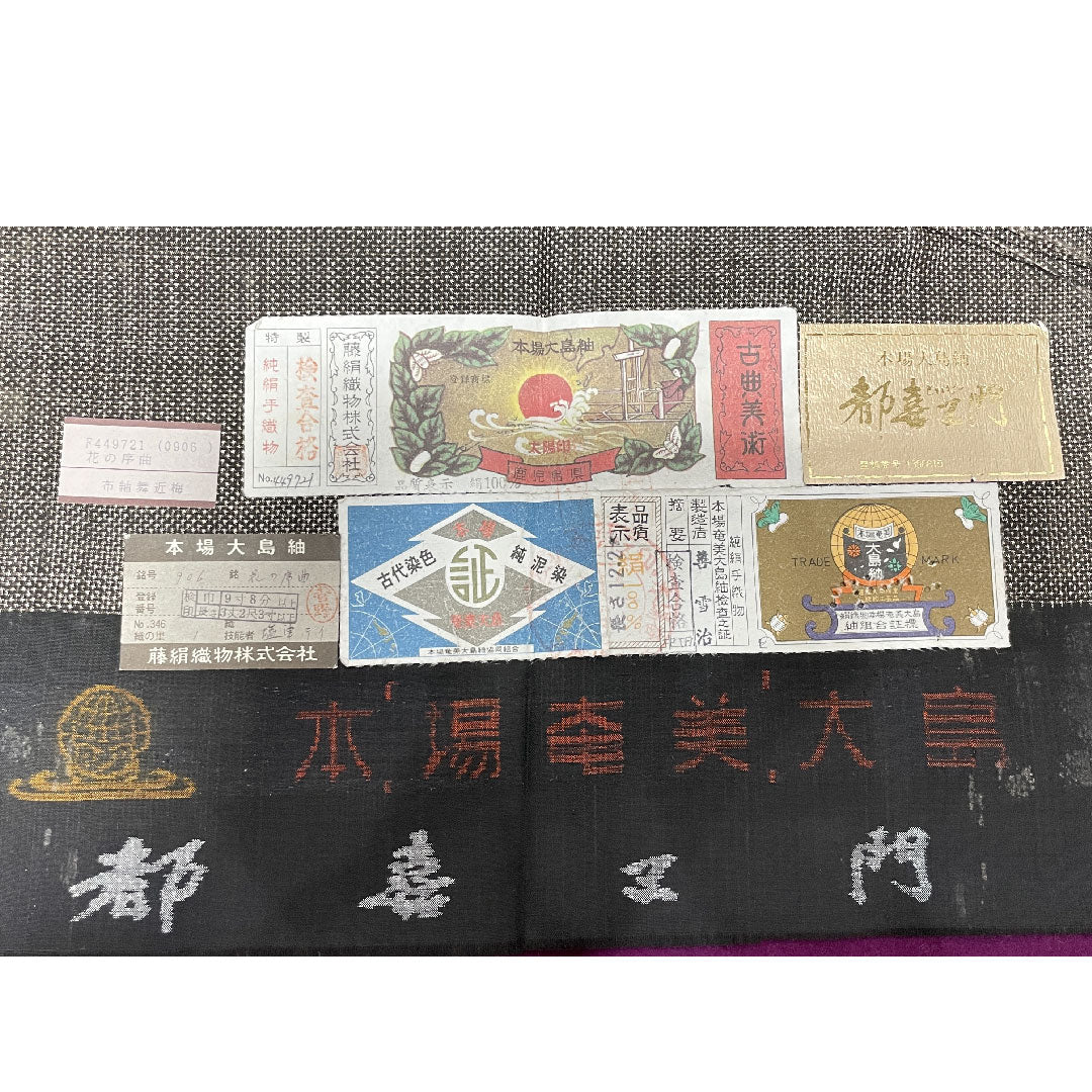 大島紬 身丈163cm 裄丈63.5cm 都喜ヱ門 7マルキ 一元絣 花の序曲 正絹 Bランク 袷 茶系 1116002204414
