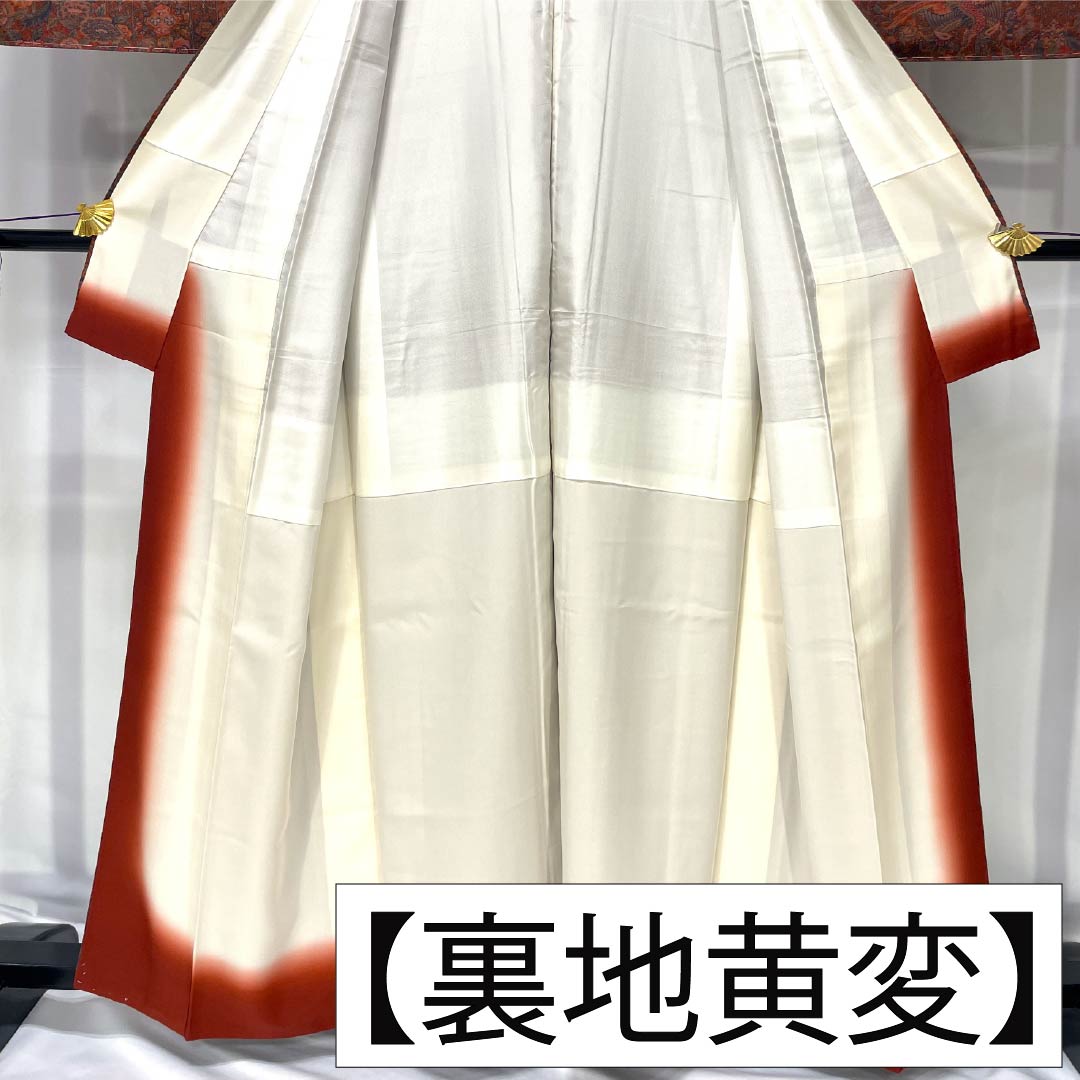 小紋 正絹 身丈159.5cm 裄丈64cm 袷 猩々茶色（しょうじょうちゃいろ） 型染 更紗模様 しつけ糸付き Sランク 茶系 1115005012314