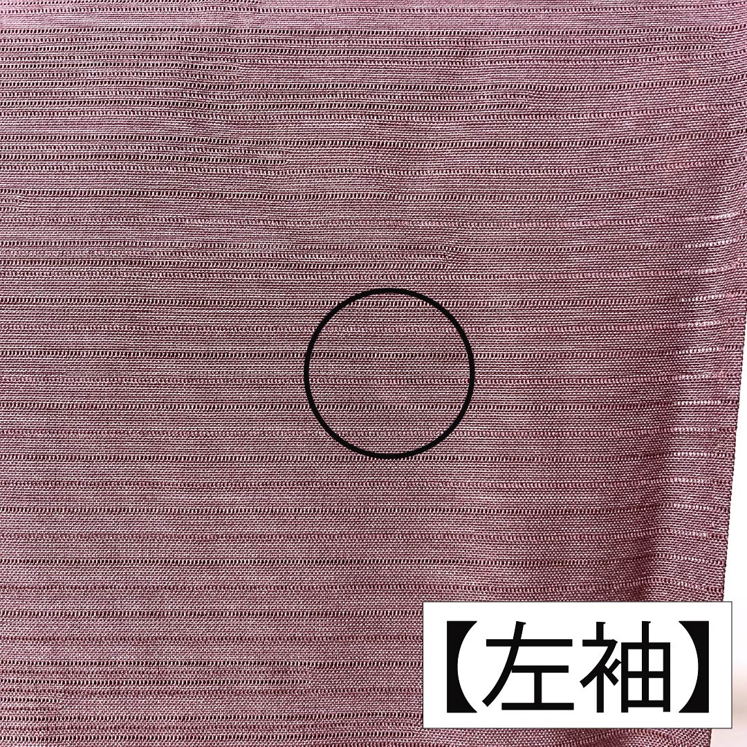 夏物 正絹 色無地 Aランク 身丈157.5cm 裄丈65.5cm 牡丹鼠色（ぼたんねずいろ） 素無地 向い蝶 一つ紋 絽 紫系 1132003483320