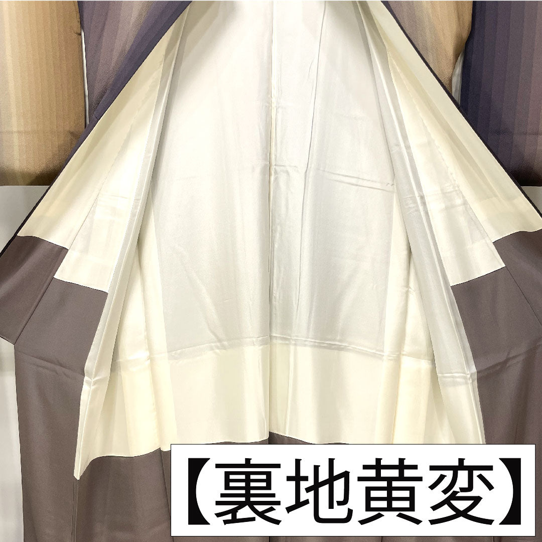 Komon, pure silk, length 161.5cm, sleeve length 67cm, lined, striped, multi-colored, S rank, gradation style, 1115004172499
