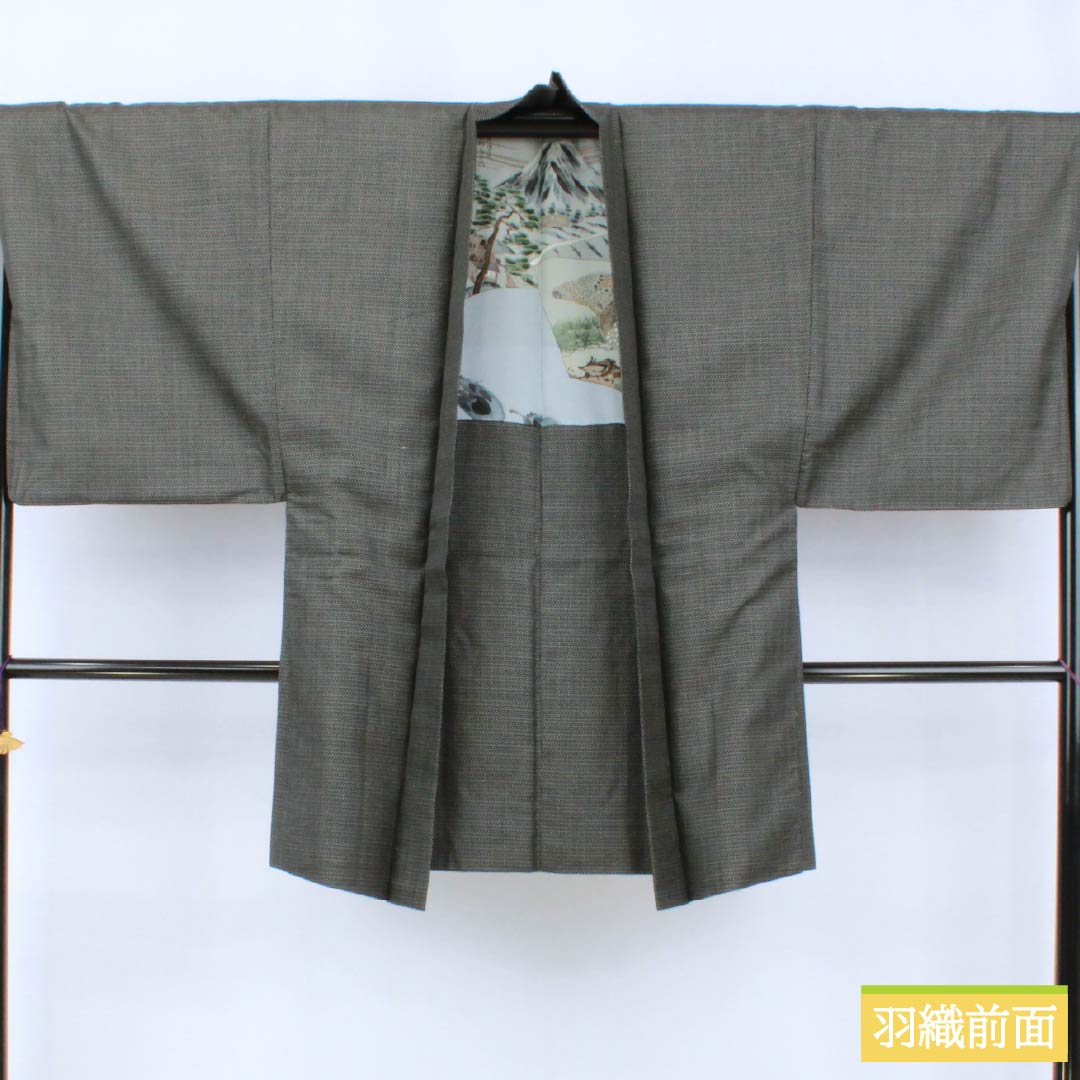 Men's Silk B-Rank Kimono, Length 139cm, Sleeve Length 68.5cm, Small Kasuri Pattern, Tortoise Shell Pattern, Lined, Black, Product Number: 1119001424310
