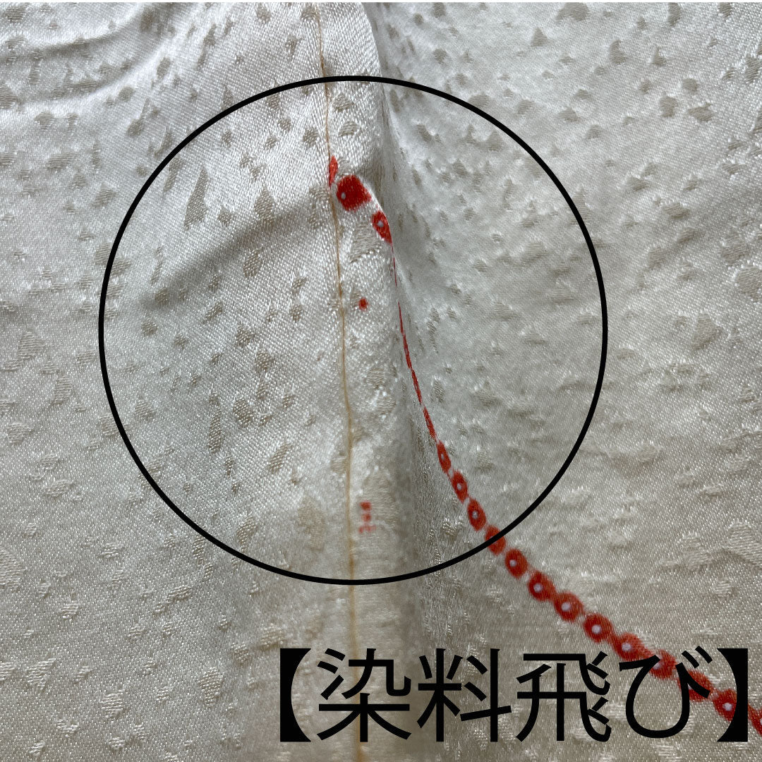 小紋 身丈162cm 裄丈60.5cm 袷  練色 絞り 抽象模様  正絹 Aランク クリーム系 1115003063415