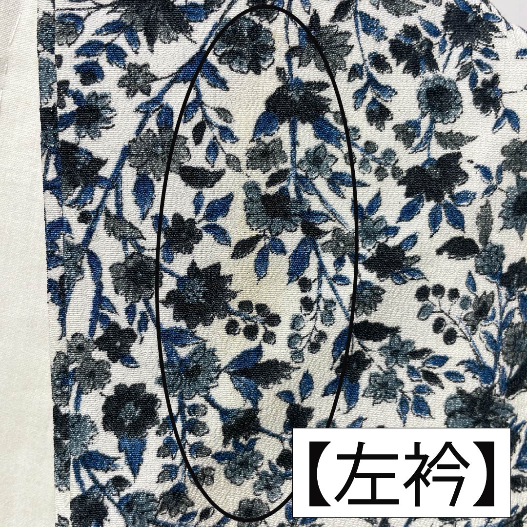 小紋 ポリエステル Aランク 身丈152.5cm 裄丈64cm 単衣 型染 更紗 洗える着物 白系 1115008033211